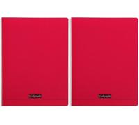 Clairefontaine Calligraphe 18193C Un Cahier Agrafé Rouge (une Marque de 24x32 cm - 96 Pages Grands Carreaux - Papier Blanc 90 g - Couverture Polypro Transparent (Lot de 2)