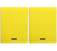 Clairefontaine Calligraphe 18194C Un Cahier Agrafé Jaune (une Marque de 24x32 cm - 96 Pages Grands Carreaux - Papier Blanc 90 g - Couverture Polypro Transparent (Lot de 2)
