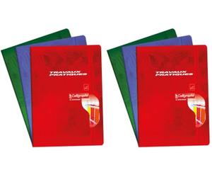 Clairefontaine Calligraphe 7599C Un Cahier de Travaux Pratiques (une Marque de A4 21x29,7 cm - 144 Pages Grands Carreaux 70 g et Unies 90 g - Couverture Carte Recy Vernie - Couleur Aléatoire