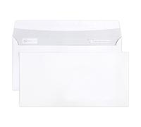 Clairefontaine Enveloppe blanche DL 110 x 220 mm 80g sans fenêtre - autocollante bande protectrice - Lot de 50