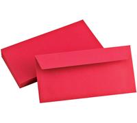 Clairefontaine Enveloppe Pollen 110 x 220 mm 120g sans fenêtre - autocollante bande protectrice - Rouge - Lot de 20