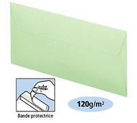 Clairefontaine Enveloppe Pollen 110 x 220 mm 120g sans fenêtre - autocollante bande protectrice - Vert - Lot de 20