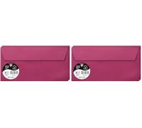 Clairefontaine Enveloppes DL Framboise 120g Auto-Adhésives Lot 20 - Format standard 11 x 22 cm, Papier Lisse, Invitation Mariage, Faire-Part, Cartes et Correspondance - Pollen - Référence 5765C