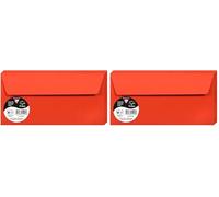 Clairefontaine Enveloppes DL Rouge corail 120g Auto-Adhésives Lot 20 - Format standard 11 x 22 cm, Papier Lisse, Invitation Mariage, Faire-Part, Cartes et Correspondance - Pollen - Référence 55995C