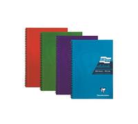 Clairefontaine Europa - Réf 5814Z - Cahier à spirales - Couverture résistante brillante et brillante - 180 feuilles lignées - Format A5 et pages micro-perforées - Lot de 4 coloris assortis
