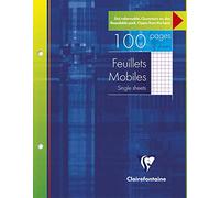 Feuillets mobiles sous étui 17x22 cm 100 pages perforées 2 trous petits carreaux