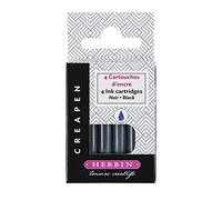 Clairefontaine Herbin 20409T - Un lot de 4 cartouches d'encre noir pour feutre et pinceau rechargeable Créapen