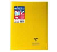 Cahier piqué Koverbook 24x32cm 48 pages grands carreaux couverture polypropylène transparent - Jaune