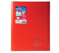 CLAIREFONTAINE Koverbook Cahier piqure 48 pages avec rabats - 240 x 320 mm - Seyes papier PEFC 90 g - Rouge
