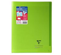 Cahier piqué Koverbook 24x32cm 48 pages grands carreaux couverture polypropylène transparent - Vert