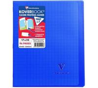 Clairefontaine Cahier piqué Koverbook 17 x 22 cm grands carreaux 96 pages bleu marine
