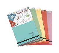 Bloc de fiches de révision Linicolor ESSENCE reliure intégrale A5 14 ,8x21 cm 50 fiches petits carreaux 5 bandes de couleurs couverture plastique polypropyène rainuré - Assortis