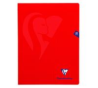 Clairefontaine Cahier Mimesys piqué 24x32 cm 48 pages grands carreaux, couverture polypro Rouge 90 g