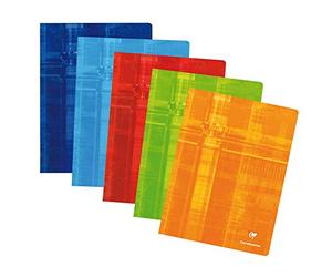 CLAIREFONTAINE Lot de 10 Cahiers piqûre 24 x 32 cm 120 pages Seyès grands carreaux Coloris aléatoire