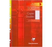 CLAIREFONTAINE Lot de 10 Etuis de 100 pages Copies doubles perforées 21x29,7 cm 90 g Séyès Grands carreaux