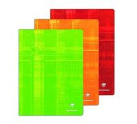 Clairefontaine Lot De 3 Metric Cahier Grands Carreaux Sans Spirales 24x32cm Coloris Assortis