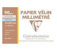 CLAIREFONTAINE Lot de 3 Pochettes vélin millimétré bleu/bistre A4 12 Feuilles 90g