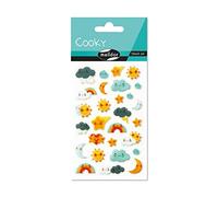 Clairefontaine Maildor CY029O - Un sachet de gommettes 3D Cooky 1 planche 7,5x12cm, Kawaï Météo (28 stickers)