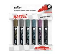 CLAIREFONTAINE Marbel Set De 6 Marqueurs Universel Pointe Ronde Médium 4mm Assortiment Metallique