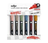 Clairefontaine Marbel Set De 6 Marqueurs Universel Pointe Ronde Médium 4mm Assortiment Nature