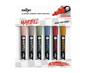 Clairefontaine Marbel Set De 6 Marqueurs Universel Pointe Ronde Médium 4mm Assortiment Nature