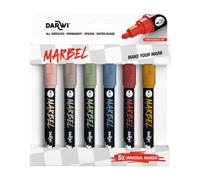Clairefontaine Marbel – Set de 6 marqueurs universels – Pointe ronde médium 4 mm – Assortiment Nature