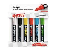 CLAIREFONTAINE Marbel Set De 6 Marqueurs Universel Pointe Ronde Médium 4mm Assortiment Primaire
