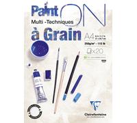 Clairefontaine Paint'on papier multi-techniques à grain collé A4 250 g - Pochette 20 feuilles blanches