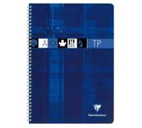 Clairefontaine 8007C Un Cahier à Spirale de Travaux Pratiques - 24x32 cm - 80 Pages Grands Carreaux 90 g et Unies Blanches 125 g - Couverture Carte Pelliculée - Couleur Aléatoire
