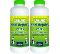 CLAIRLAND Bidon Anti-DépÃŽts Verts Toitures, Terrasses, Dallages, Murs, Concentré à diluer, 1 L, CLAIRMOUS1000, Vert (Lot de 2)