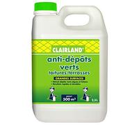 CLAIRLAND Bidon Anti-DépÃŽts Verts Toitures, Terrasses, Dallages, Murs, Concentré à diluer, 2.5L, CLAIRMOUS2500, Vert