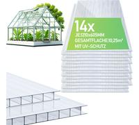 Clanmacy 14x Plaques alvéolaires 4mm Découpables 121x60,5cm Polycarbonate 10,25m² Résistant aux UV Clair Plaques alvéolaires de serre Plaques alvéolaires