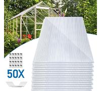 Clanmacy 14x polycarbonate alvéolaire 4mm 50x serre inox 10,25 m² double paroi alvéolaire 1210x605 plaque de serre alvéolaire