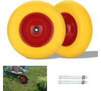 Clanmacy 2x roue de brouette en caoutchouc plein jaune 4.80/4.00-8 - Ø390 x 95mm Roue de rechange pour brouette