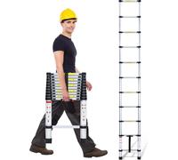 Clanmacy 3,2m argent Echelle télescopique en aluminium Echelle double Echelle d'appui Echelle multi-usage Echelle pliante
