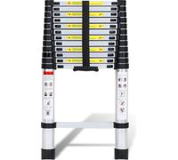 Clanmacy 3,8m argent Echelle télescopique en aluminium Echelle double Echelle d'appui Echelle multi-usage Echelle pliante