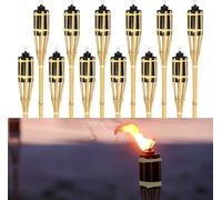 Clanmacy 36x Set de torches de jardin lampes torche mèche 90cm bambou torches à huile pour l'extérieur huile de lampe pour torche flammes feu fête déco