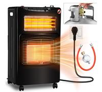 Clanmacy 4200W Chauffage à gaz hybride y compris kit régulateur de pression de gaz - Chauffage électrique infrarouge Four à gaz, chauffage radiant à gaz, bouteilles de butane et de propane et raccorde