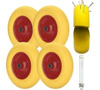Clanmacy 4x roue de brouette en caoutchouc plein jaune 4.80/4.00-8 - Ø390 x 95mm Roue de rechange pour brouette