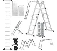 Clanmacy 4x3 Echelle polyvalente 360cm 6 en 1 Echelle aluminium Echelle polyvalente Echelle pliante Echelle d'appui Echelle domestique Echelle aluminium Echelle multifonctions