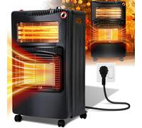 Clanmacy Chauffage à gaz céramique 4200 Watt avec 3 niveaux de chauffage, régulateur de pression & tuyau - Mobile, efficace & économe en énergie - Chauffe-gaz Poêle à gaz Chauffage radiant,Upgrade gaz