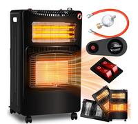 Clanmacy Chauffage au gaz Chauffe-gaz Poêle à gaz Chauffage radiant 4.2 KW Cheminée à gaz incl. régulateur + tuyau + adaptateur DE vers EU 3 et 4 Chauffage radiant au gaz Bouteilles de butane ou de pr
