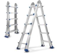 Clanmacy échelle multi-usages 4x5 alu échelle multifonctionnelle échelle télescopique 513cm argent jusqu'à 150kg