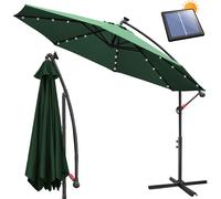 Clanmacy Parasol avec éclairage LED Ø300cm Parasol ampli 360° pivotant Parasol de jardin Pavillon vert