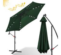 Clanmacy Parasol avec éclairage LED Ø350cm Parasol ampli 360° pivotant Parasol de jardin Pavillon vert