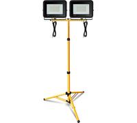 Clanmacy Projecteur de chantier LED 2x 30W LED Projecteur avec trépied Projecteur d'extérieur IP81 étanche Projecteur de travail Blanc froid