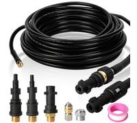 Clanmacy Tuyau de nettoyage de tuyaux 15 m / 160 bar/Compatible avec les nettoyeurs haute pression/Inclus remplacement de l'adaptateur pour le raccordement à baïonnette