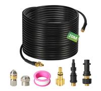 Clanmacy tuyau haute pression tuyau de nettoyage de tuyaux, 20m, 160 bar, compatible avec Kärcher, K2, K3, K4, K5, K6, adaptateur inclus, buses fixes + rotatives