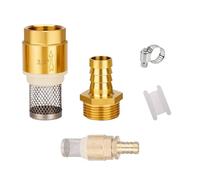 Clapet Anti-Retour en Laiton DN20 3/4" avec Filtre d'Aspiration | Panier Inox, Valve à Pied, Raccord de Tuyau, Collier de Serrage, Kit Complet