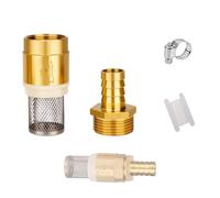 Clapet Anti-Retour en Laiton DN25 1" avec Filtre d'Aspiration | Panier Inox, Valve à Pied, Raccord de Tuyau, Collier de Serrage, Kit Complet